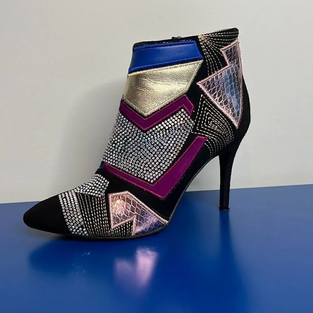 Giuseppe Zanotti Crystals Patchwork Ankle Boots